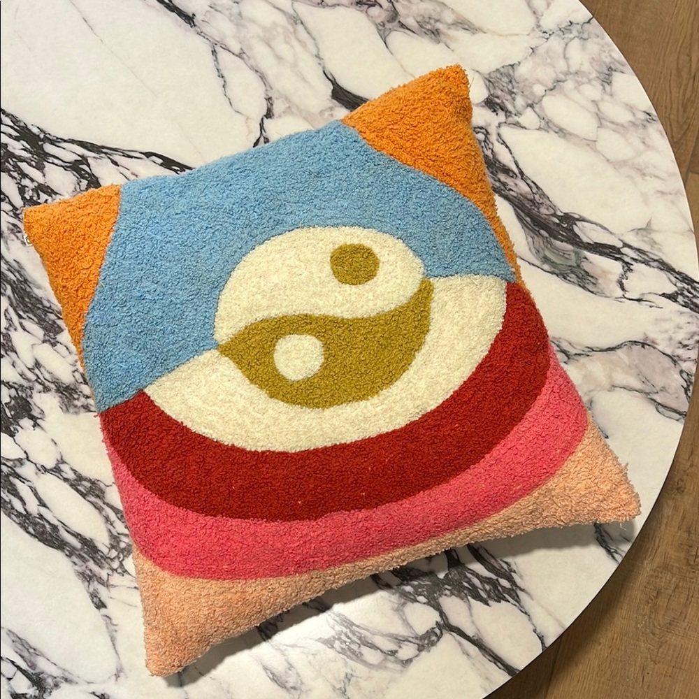 Urban Outfitters Colorful Yin Yang Throw Pillow with zipper